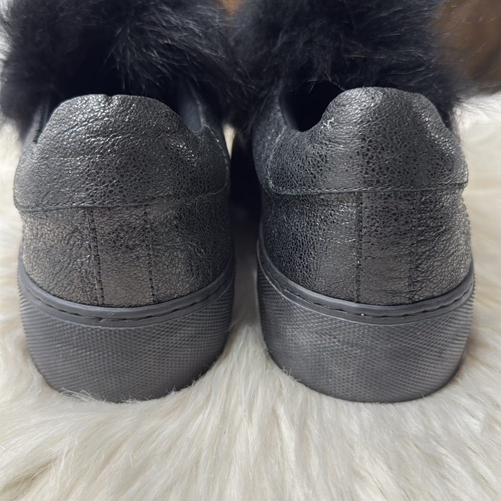 MONCLER Victoire Leather Fur Sneakers - Picture 11 of 11